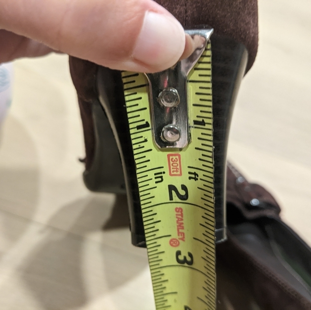Y2K brown suede square toe heels - Picture 3 of 13